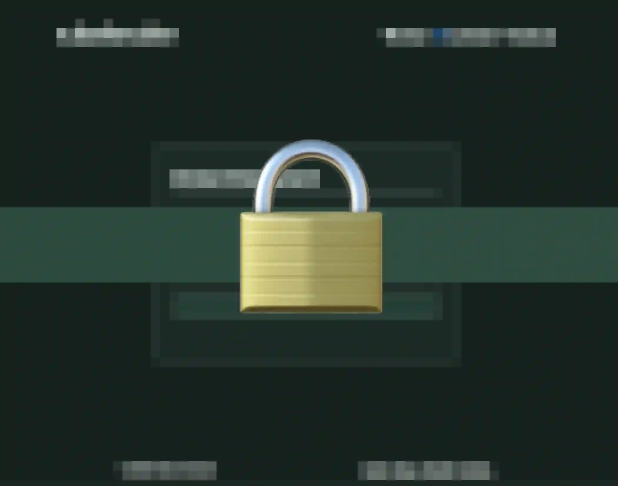 A lock emojij overlaying a pixelated screenshot of a web page.